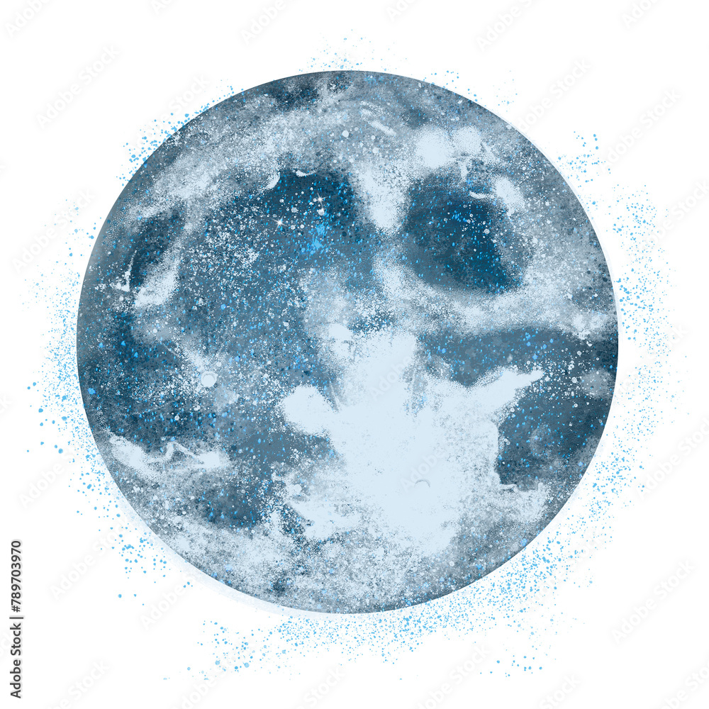 Obraz premium Blue moon png sticker, abstract galaxy aesthetic on transparent background