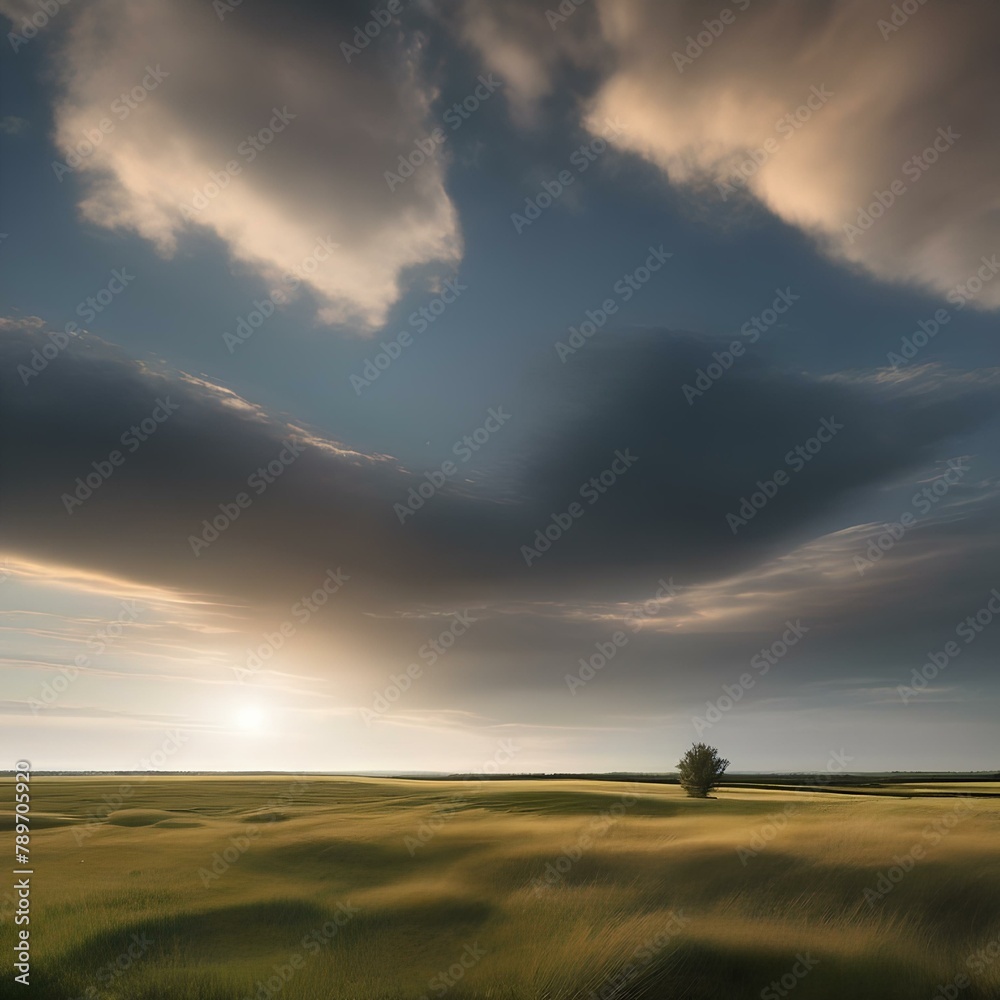 A vast, open grassland with the sky stretching out endlessly above2