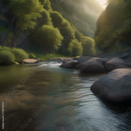 A tranquil river winding through a rocky landscape1 photo