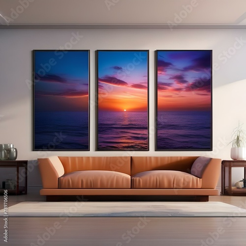 A dramatic sunset over a calm ocean  with the sky painted in shades of orange  pink  and purple5