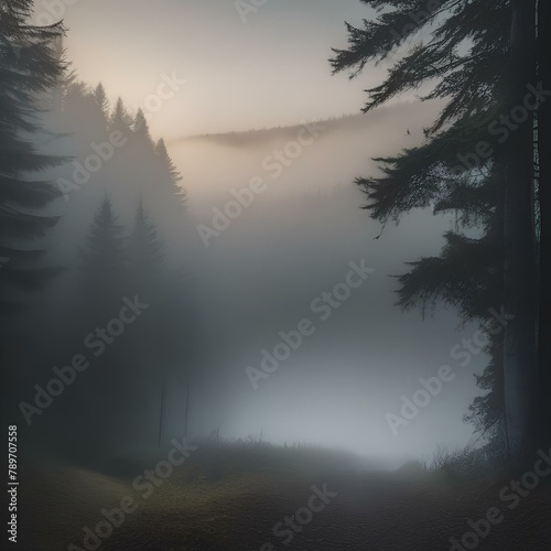 A dense fog rolling over a quiet, misty forest5 © Ai.Art.Creations
