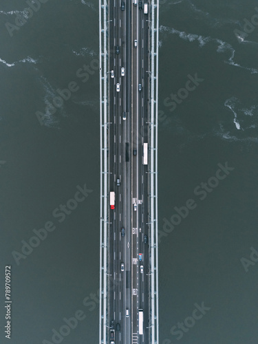 Direct Aerial View of Verrazzano Bridge Traffic photo
