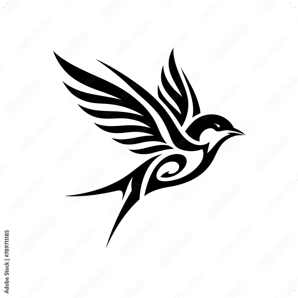 Swallow in modern tribal tattoo, abstract line art of animals, minimalist contour. Vector Swallow in modern tribal tattoo, abstract line art of animals, minimalist contour. Vector