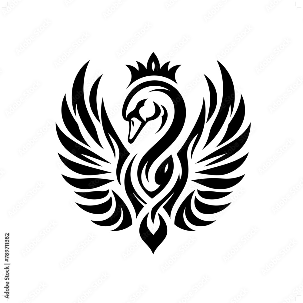 duck; goose; swan in modern tribal tattoo, abstract line art of animals, minimalist contour. Vector duck; goose; swan in modern tribal tattoo, abstract line art of animals, minimalist contour. Vector