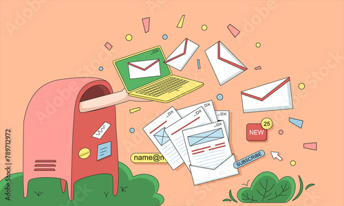 E-Mails in your inbox. Subscribing and getting newsletters. photo