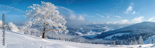 Snowy Winter Wonderland: Panoramic View of Black Forest Landscape with Frozen Trees at Schliffkopf