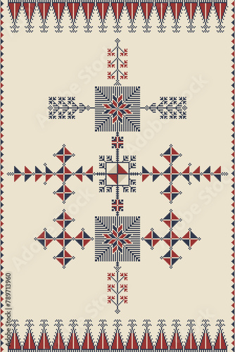 Traditional Palestinian Tatreez, seamless pattern vector template