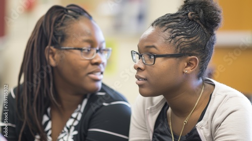 Closeup of a mentor and mentee discussing goals and strategies for academic success promoting the positive impact of mentorship on young individuals. .