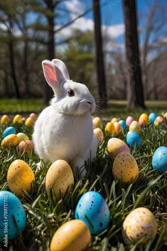 easter bunny and easter eggs