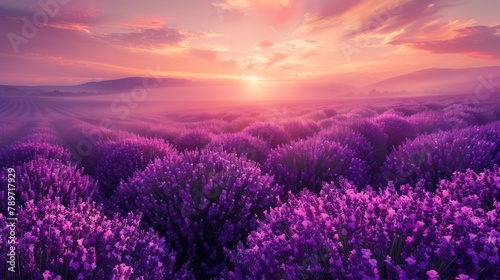 Panoramic View of Lavender Blooms in a Flower Field