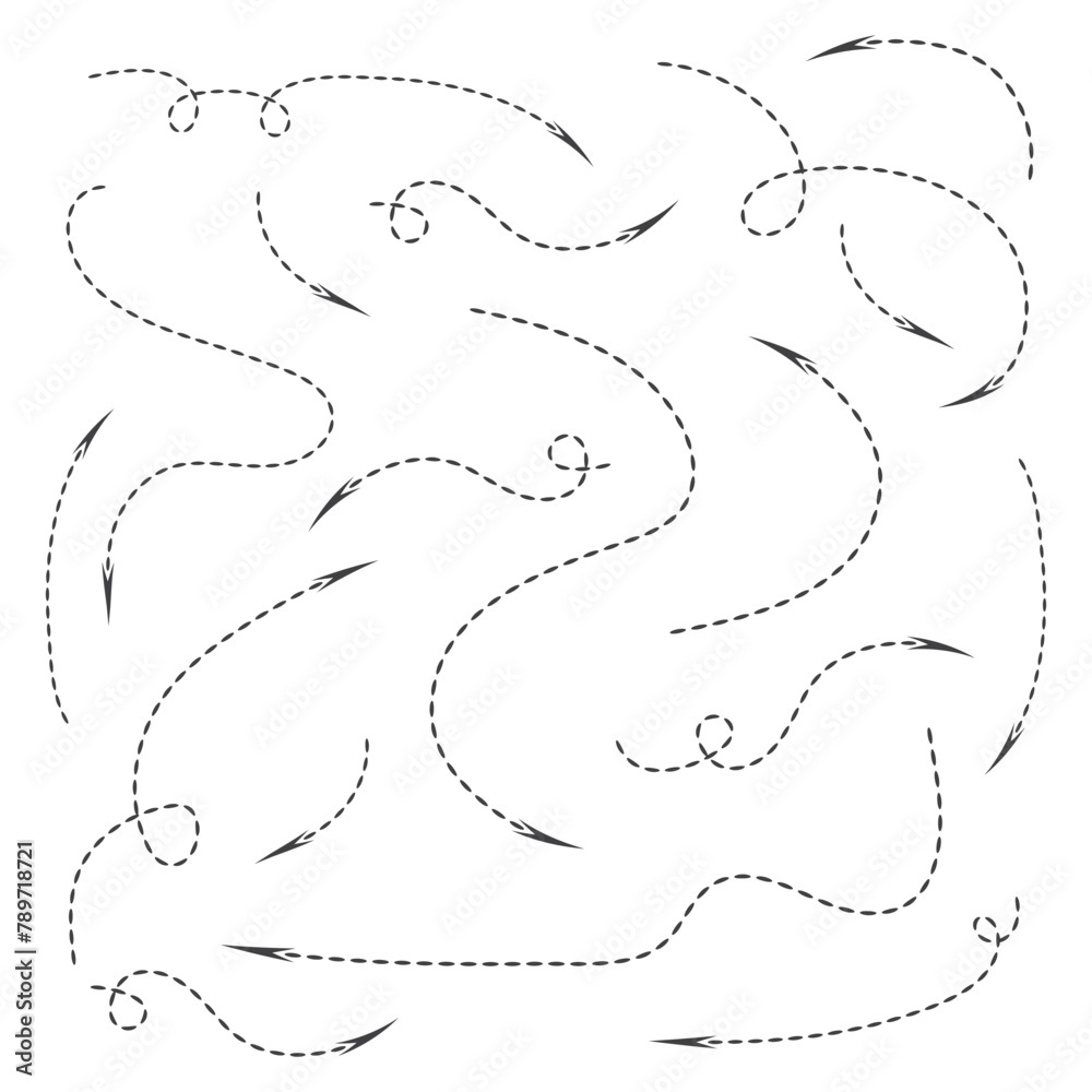 Black Dotted Hand Drawn Arrows Set on White Background. Arrow, Cursor Icon. Vector Pointers Collection. Black Dotted Hand Drawn Arrows Set on White Background. Arrow, Cursor Icon. Vector Pointers Collection.