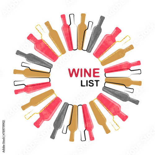 Abstract watercolor wine li...