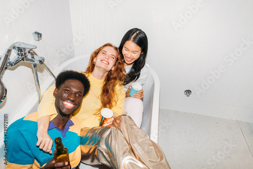 Partying in bathroom photo