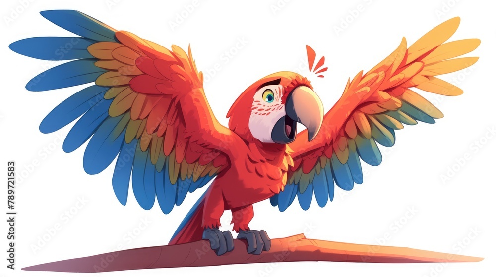 Fototapeta premium A charming cartoon of a playful macaw bird striking a pose