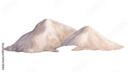 Brown mountain png, watercolor nature clipart, transparent background