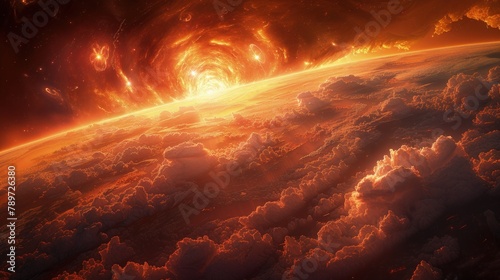 Galactic Dawn. Stunning Interpretation of Big Bang, Dawn of Cosmic Era.