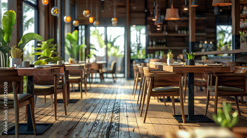 Interior of restaurant, Wooden design © Wardx