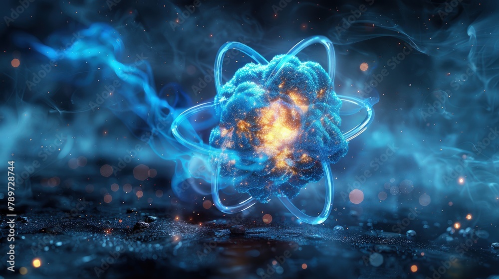 Microcosmic Hydrogen. Hydrogen Atom with Electron Cloud Surrounding Proton. Microcosmic Hydrogen. Hydrogen Atom with Electron Cloud Surrounding Proton.