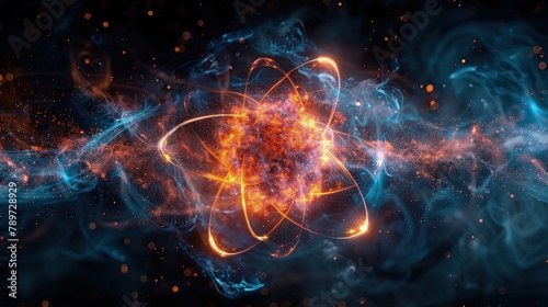 Subatomic Hydrogen. Visualization of Hydrogen s Atomic Structure  Proton at Center with Electron Orbiting.