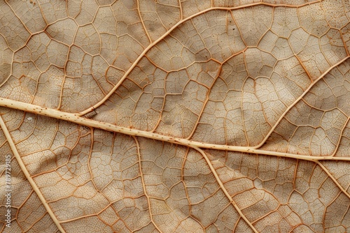Close up of Fiber structure of dry leaves texture background. Cell patterns of Skeletons leaves, foliage branches, Leaf veins abstract of Autumn background - generative ai