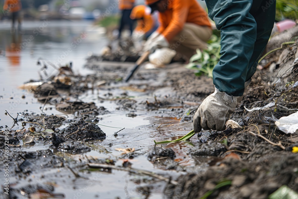 Fototapeta premium river cleaning activities