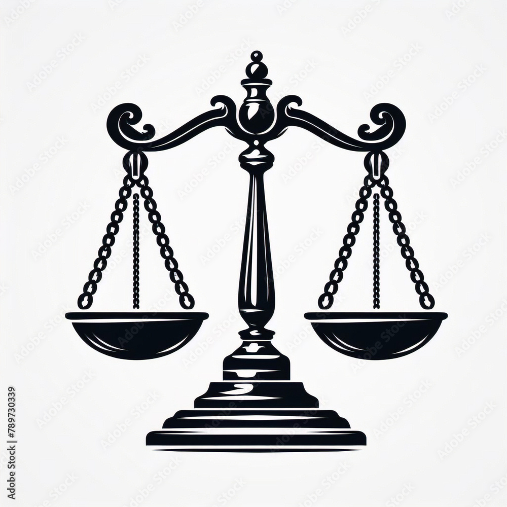 Simple classic justice balance scales silhouette. Justice scales line icon. Judgement scale sign. Legal law symbol. Quality design element. Editable stroke. Simple classic justice balance scales silhouette. Justice scales line icon. Judgement scale sign. Legal law symbol. Quality design element. Editable stroke.