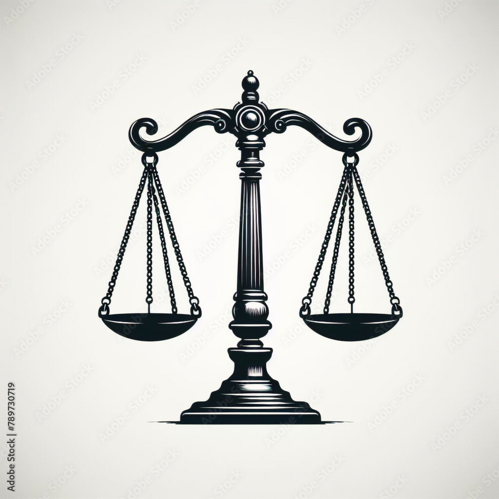 Simple classic justice balance scales silhouette. Justice scales line icon. Judgement scale sign. Legal law symbol. Quality design element. Editable stroke. Simple classic justice balance scales silhouette. Justice scales line icon. Judgement scale sign. Legal law symbol. Quality design element. Editable stroke.
