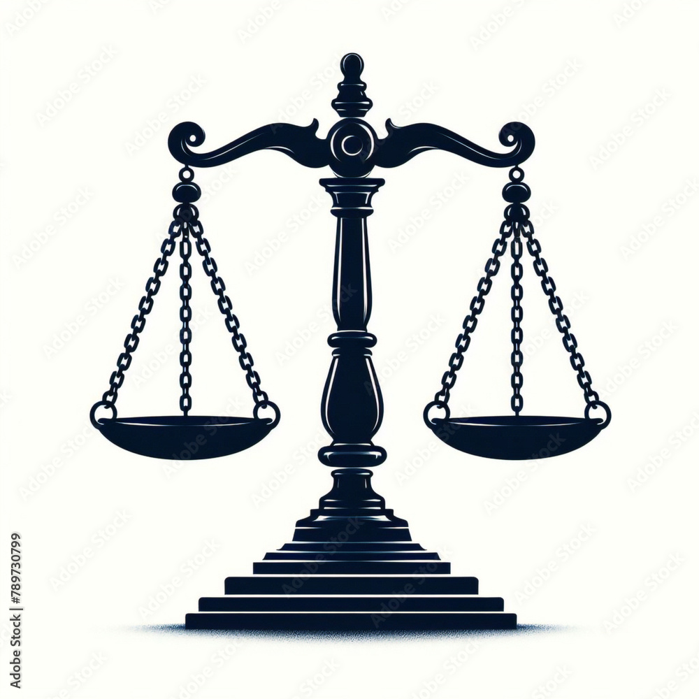 Simple classic justice balance scales silhouette. Justice scales line icon. Judgement scale sign. Legal law symbol. Quality design element. Editable stroke. Simple classic justice balance scales silhouette. Justice scales line icon. Judgement scale sign. Legal law symbol. Quality design element. Editable stroke.