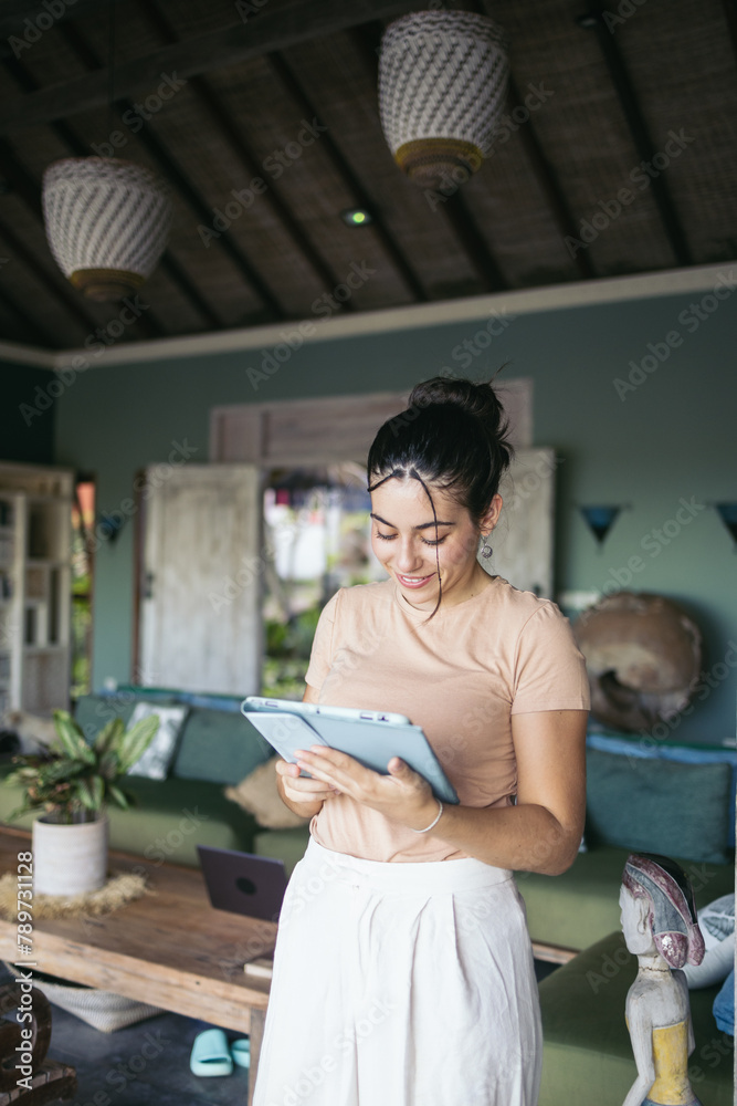 Woman with tablet at a workplace Woman with tablet at a workplace