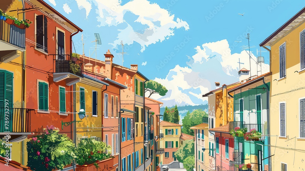 Italy traditional art of buildings, Generative AI
