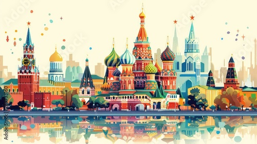 Rusia traditional art of buildings, Generative AI