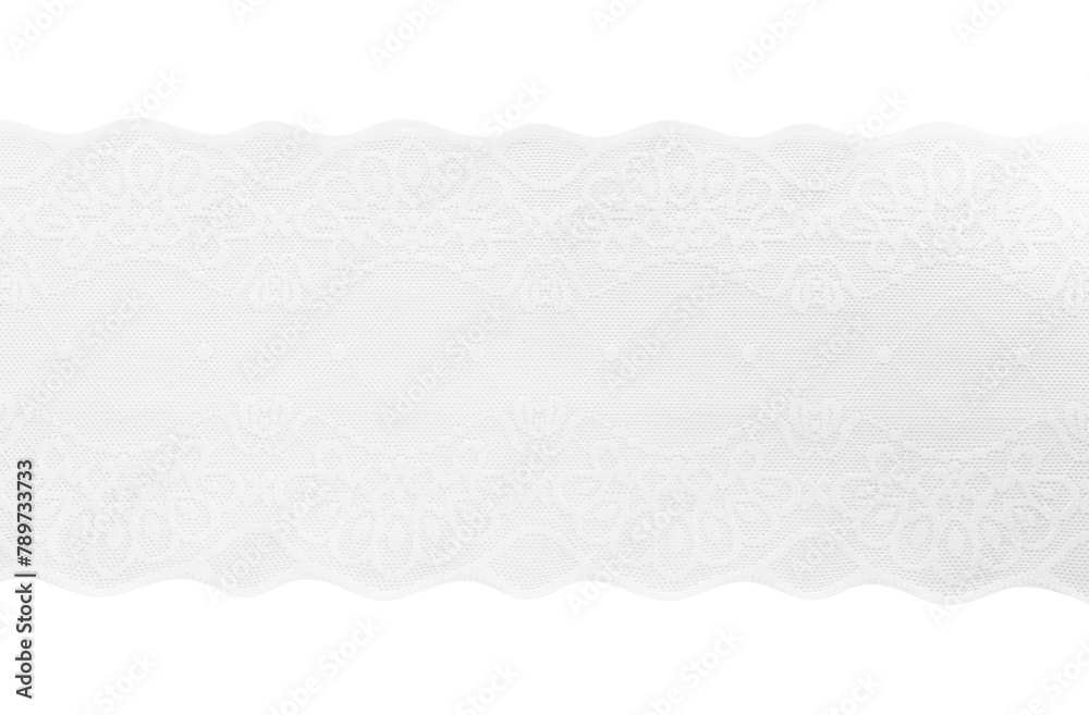 Beautiful lace isolated on white, top view Beautiful lace isolated on white, top view
