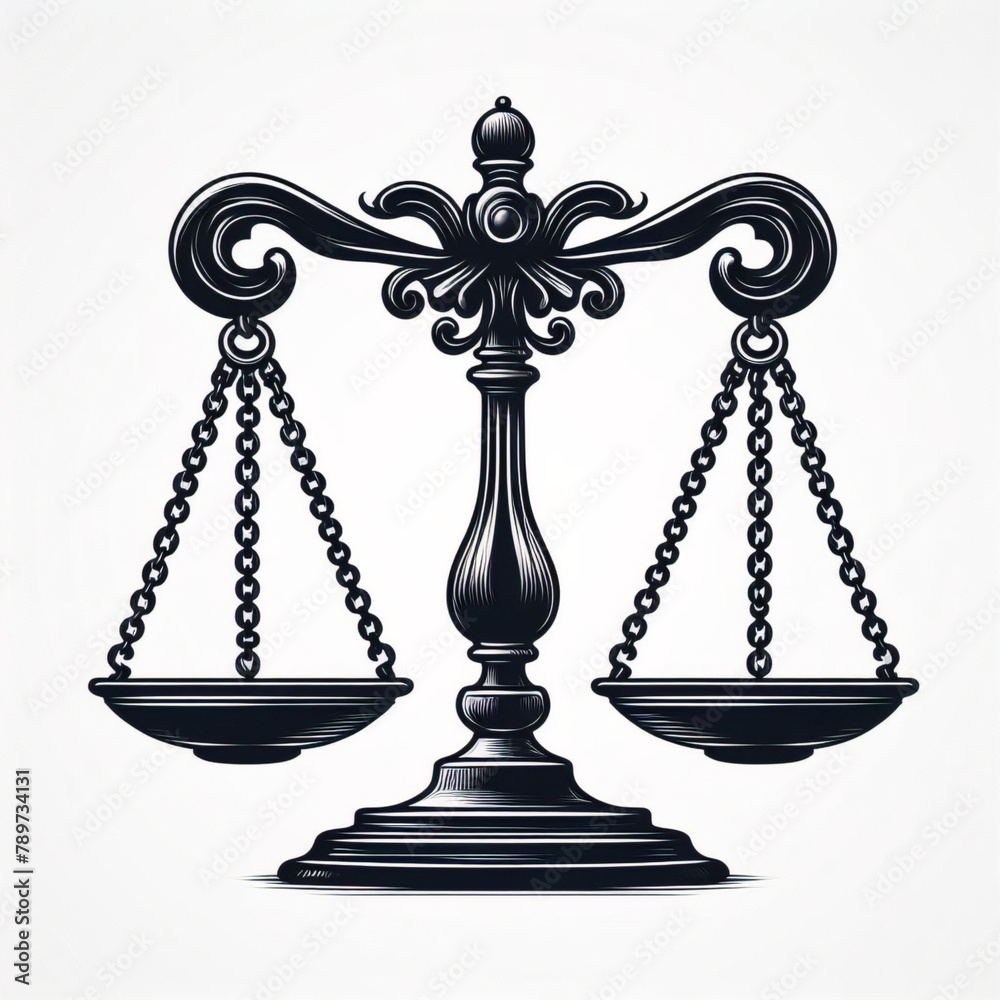 Simple classic justice balance scales silhouette. Justice scales line icon. Judgement scale sign. Legal law symbol. Quality design element. Editable stroke. Simple classic justice balance scales silhouette. Justice scales line icon. Judgement scale sign. Legal law symbol. Quality design element. Editable stroke.
