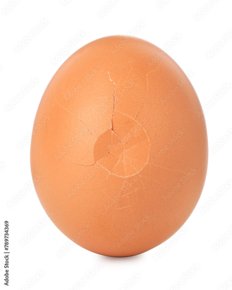 One cracked chicken egg isolated on white One cracked chicken egg isolated on white