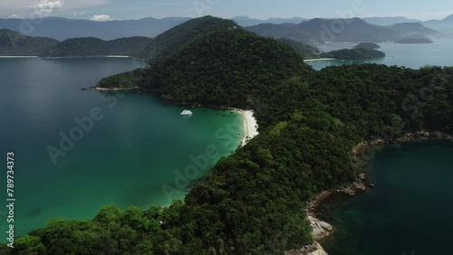 Aerial view of Dentista Beach, on Gipóia Island - Angra dos Reis, Rio de Janeiro, Brazil photo