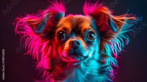 Neon Hip Hop Chihuahua Portrait. Concept Pet Portraits, Neon Colors, Hip Hop Theme © Ян Заболотний