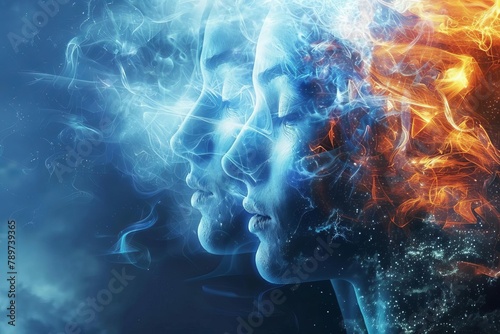telepathic communication and visualization of human thoughts mental health concept digital art