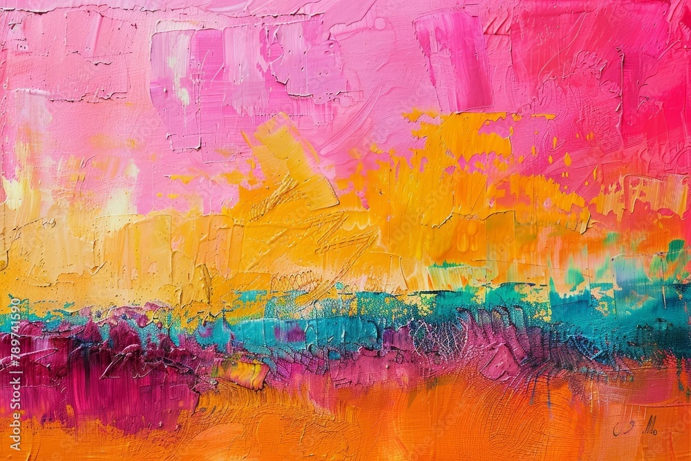 vibrant modern abstract painting colorful brushstrokes and texture oil on canvas
