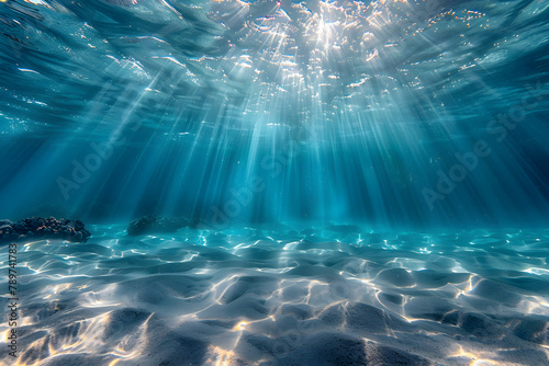 A stunning image of sunburst ripples on the ocean surface, depicting the natural beauty and serenity of marine life.