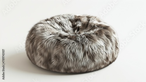 Blank mockup of a luxurious faux fur bean bag adding a touch of elegance to your home decor. .