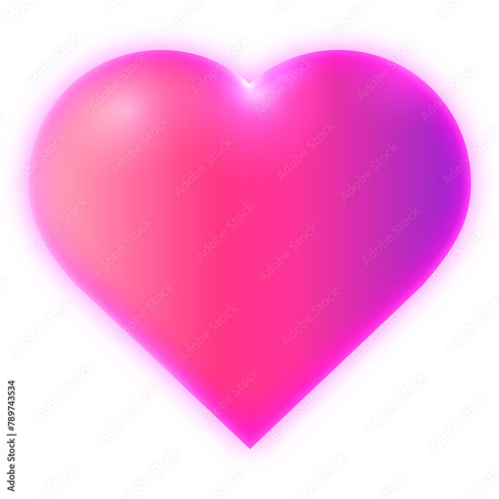 Heart shape png icon sticker, neon glow design on transparent background