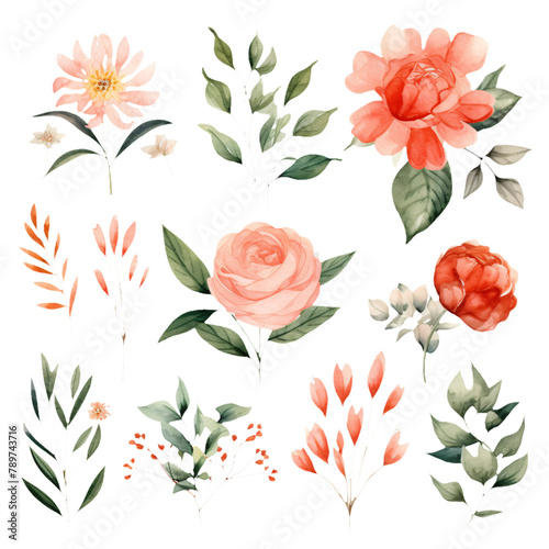 Artistic illustration of blooming roses in watercolors