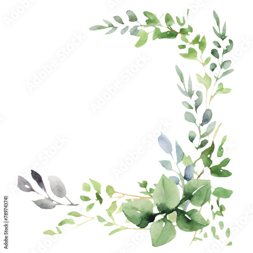 Hand-painted greenery border ideal for elegant and natural themes