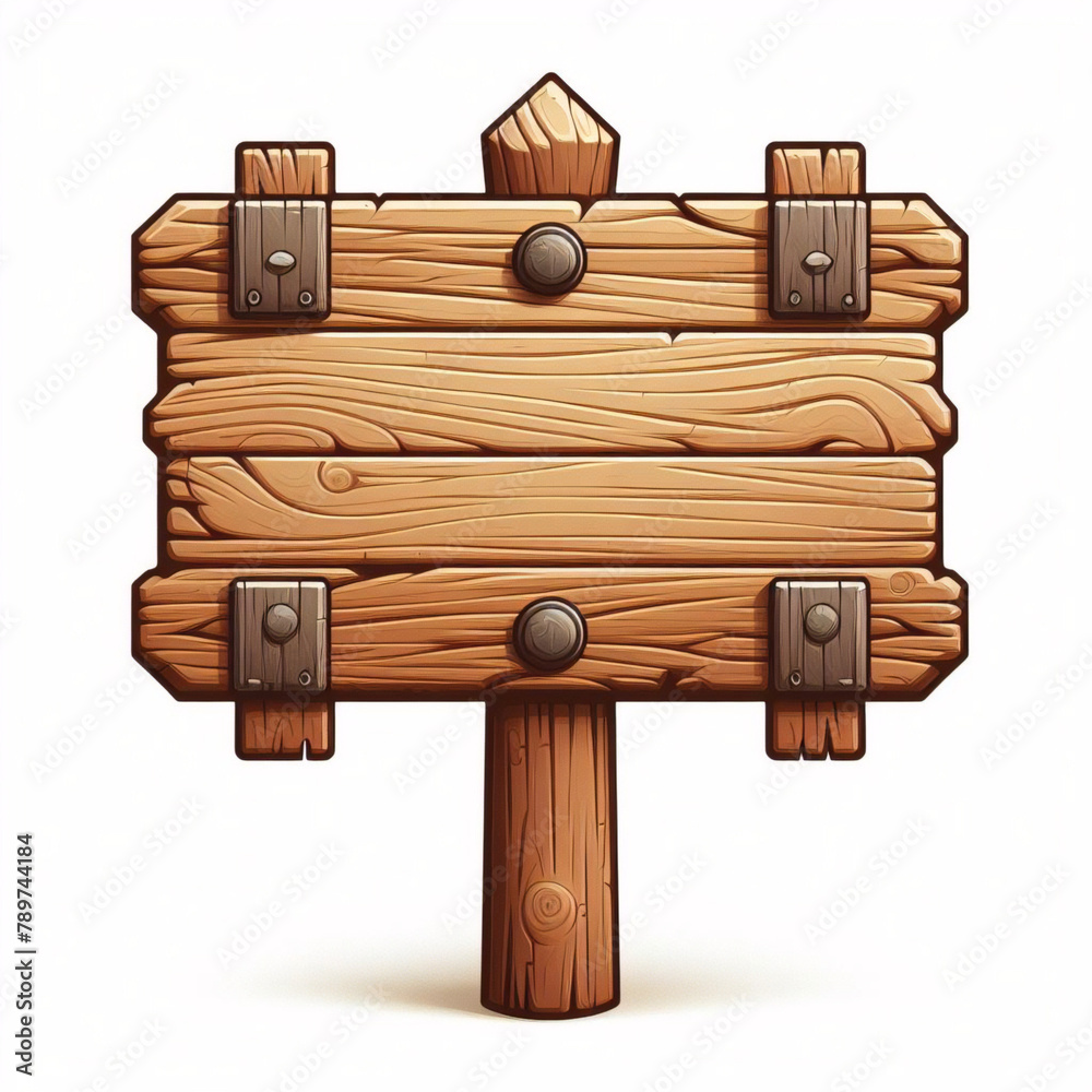 Fototapeta premium Blank empty wooden rustic signage sign board signpost post wood on transparent background cutout, PNG file. Many assorted different Mockup template for artwork design.