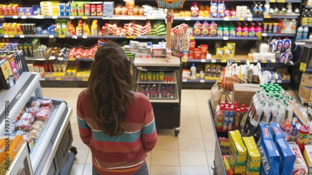 A customer stands at the checkout counter surrounded by a range of tempting impulse buys. The retail manager has strategically p these products near the register knowing they will .