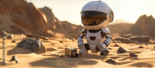 Robotic Adventurer Uncovers Ancient Artifact on Alien Desert Planet