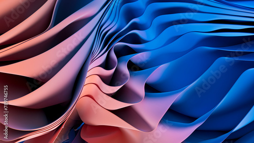 3D render of an abstract blue and orange wavy cloth photo
