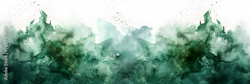Green watercolor splatter design element on transparent background. photo