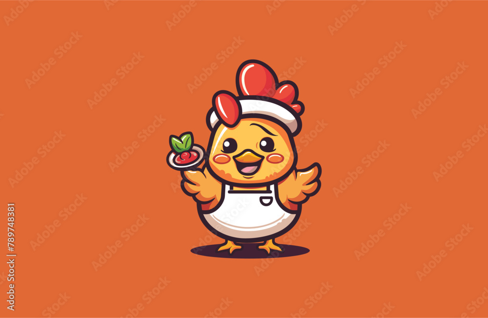Cute Rooster Mascot Logo Style 