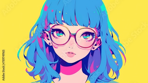 A charming girl character depicted in a vibrant 2d illustration set against a clean white background
